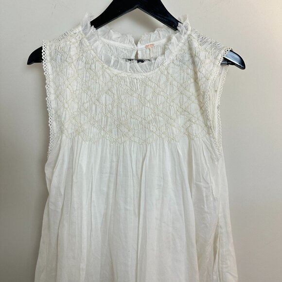FREE PEOPLE Shea Smocked Yoke Shift Minidress in Ivory Size X-Small - Picture 5 of 12